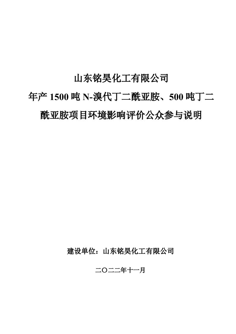 年产1500吨溴代丁二酰亚胺、500吨丁二酰亚胺项目环境影响评价公众参与说明(铭昊化工)