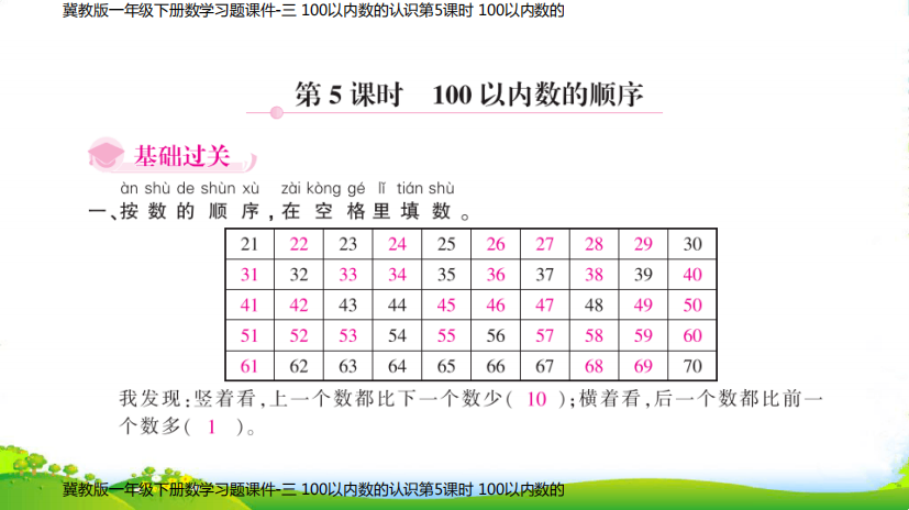 冀教版一年级下册数学习题课件-三