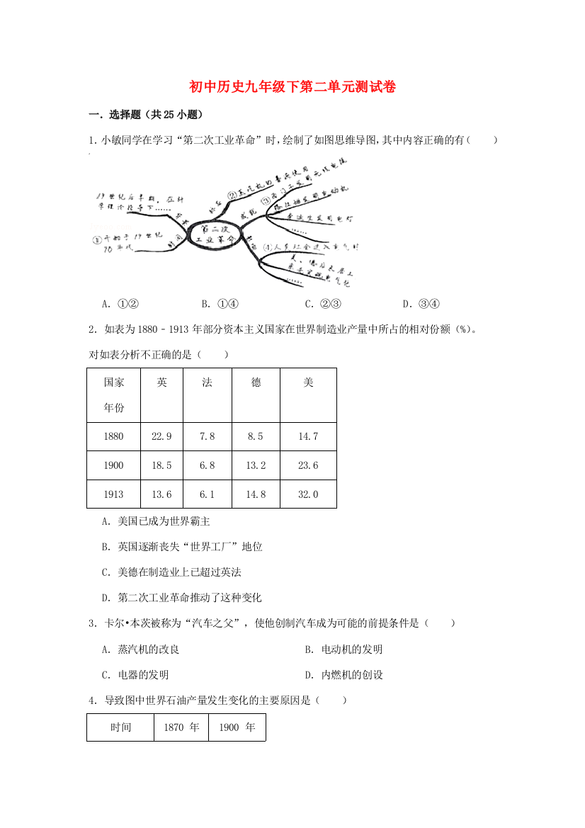 九年级历史下册