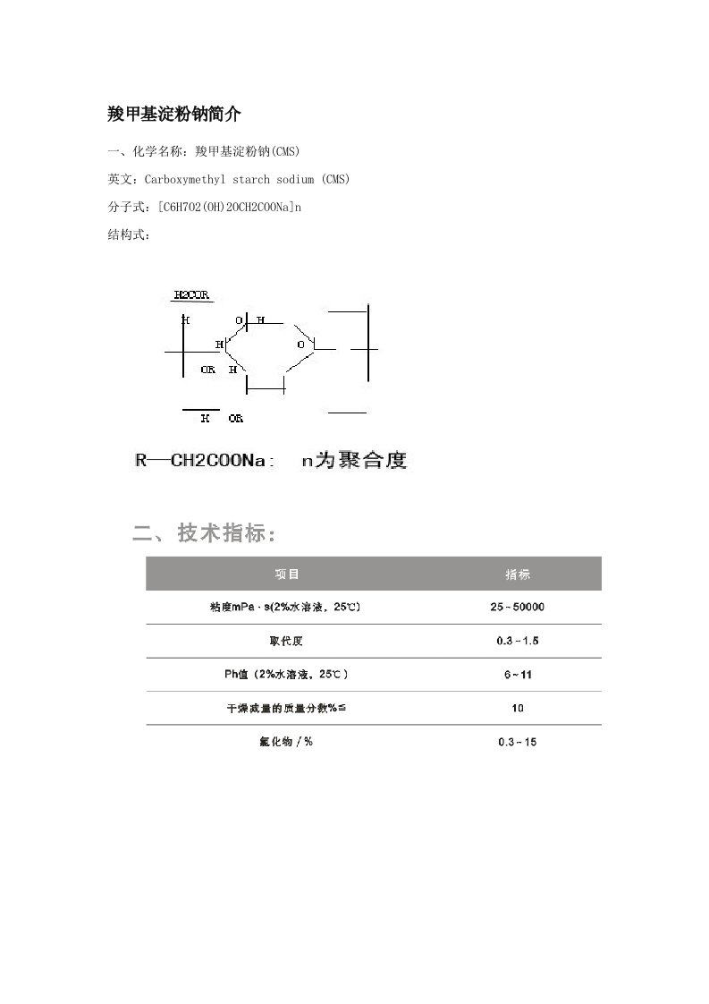 羧甲基淀粉钠简介