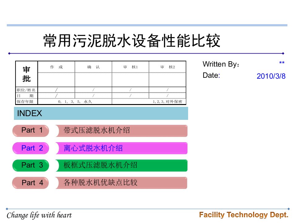 常用污泥脱水设备性能比较