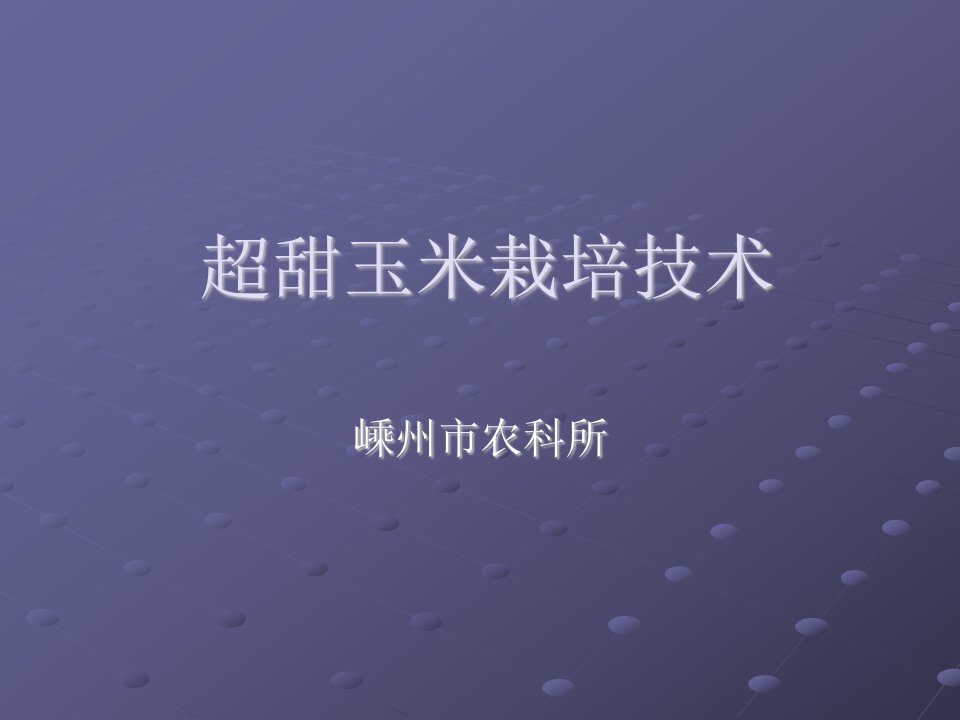 超甜玉米栽培技术-课件（PPT-精）