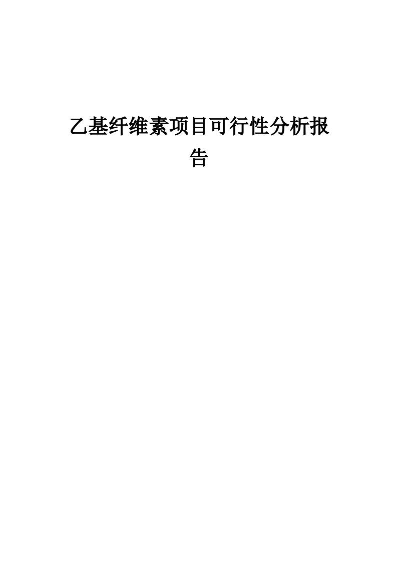 乙基纤维素项目可行性分析报告