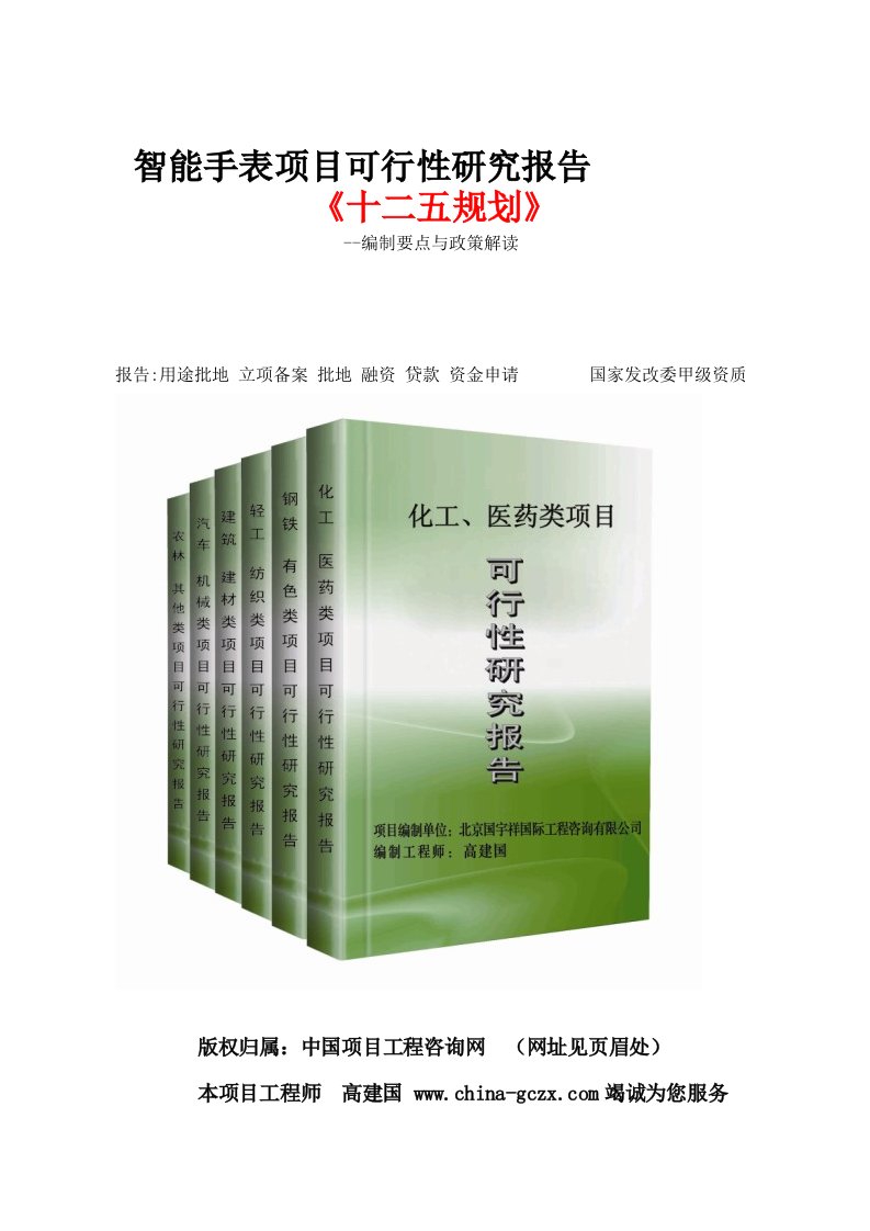 智能手表项目可行性研究报告立项格式范文