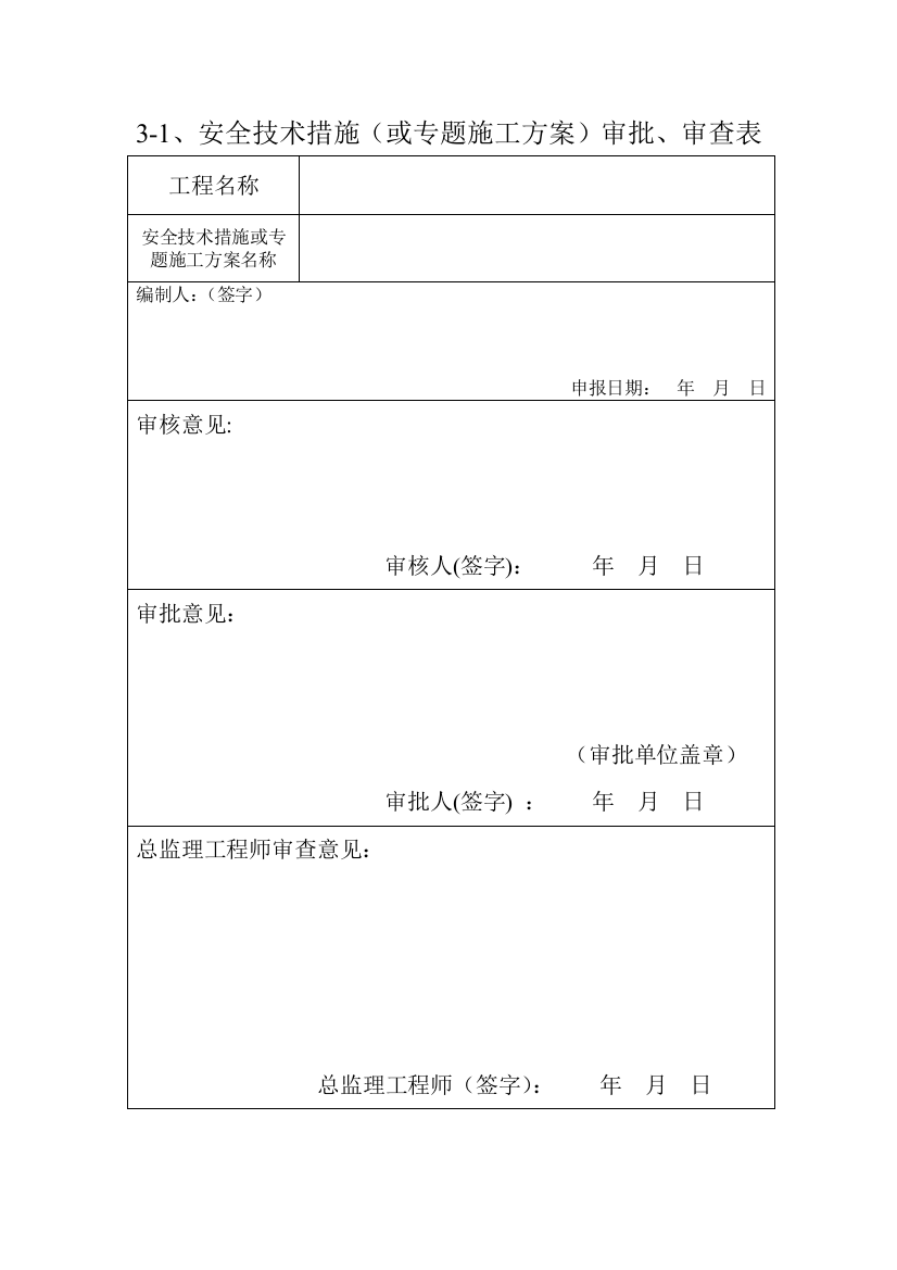 安全专项方案审批表