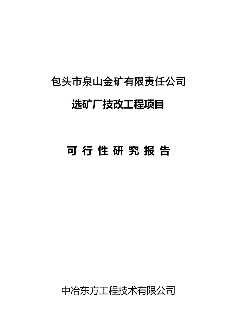 泉山金矿选矿厂技改工程项目可行研究报告