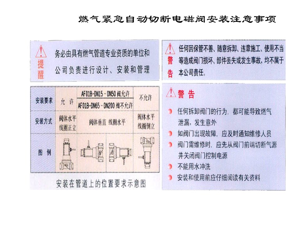 燃气紧急自动切断电磁阀安装注意事项