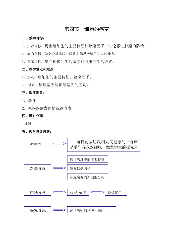 教学设计细胞的癌变