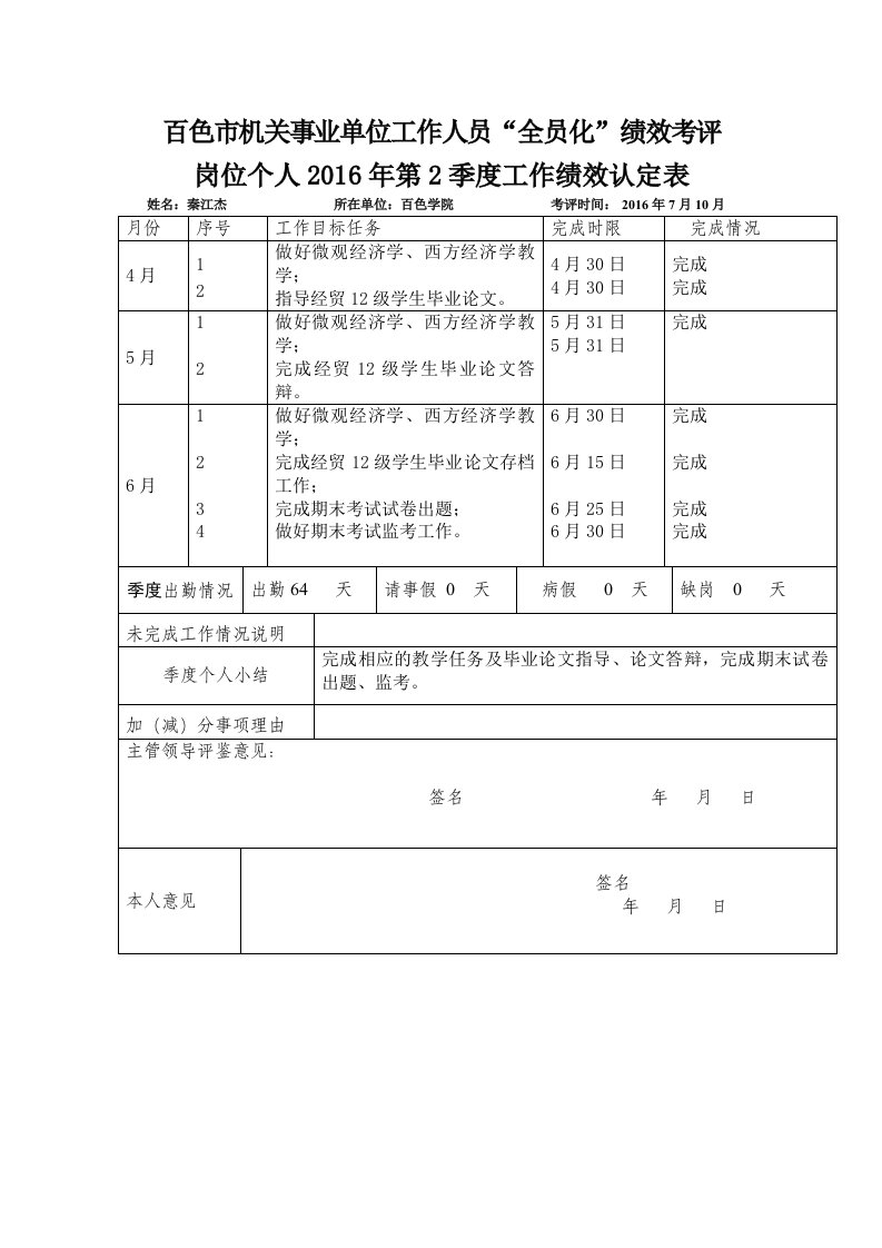 百色市机关事业单位工作人员“全员化”绩效考评