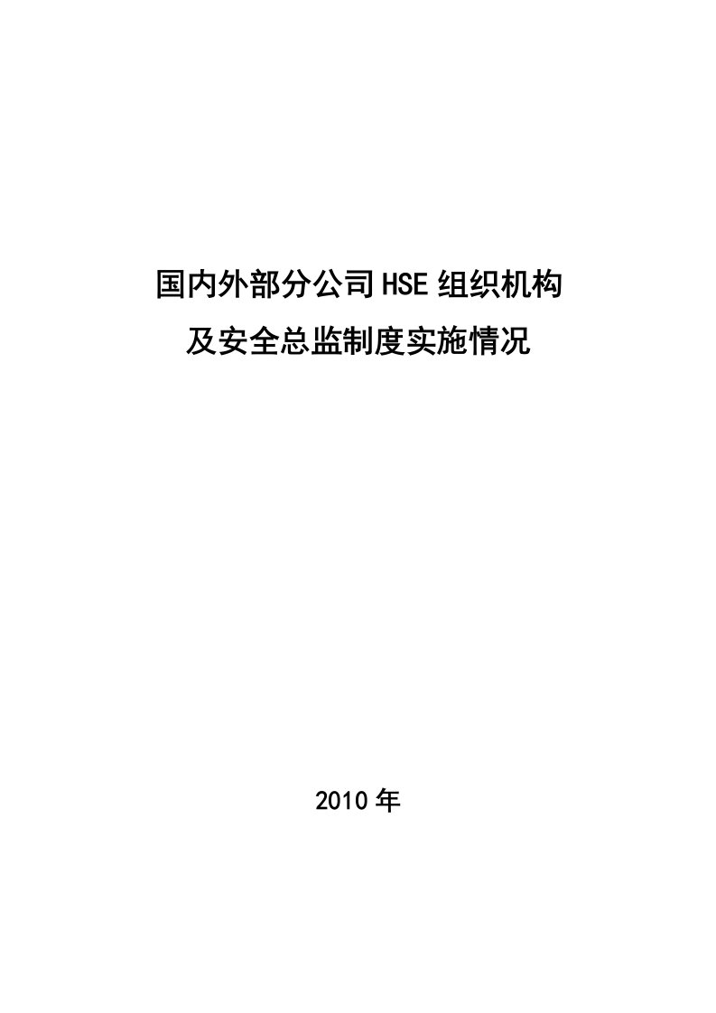 国内外安全总监制度实施情况