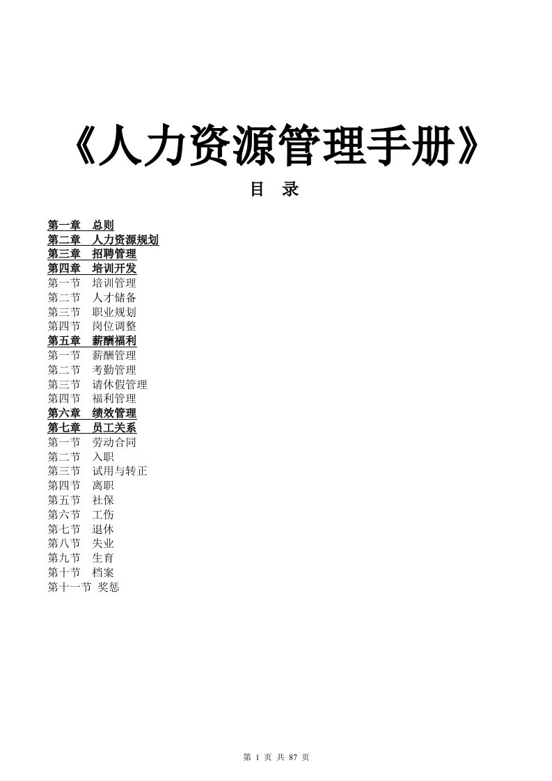 人力资源管理手册(全集)