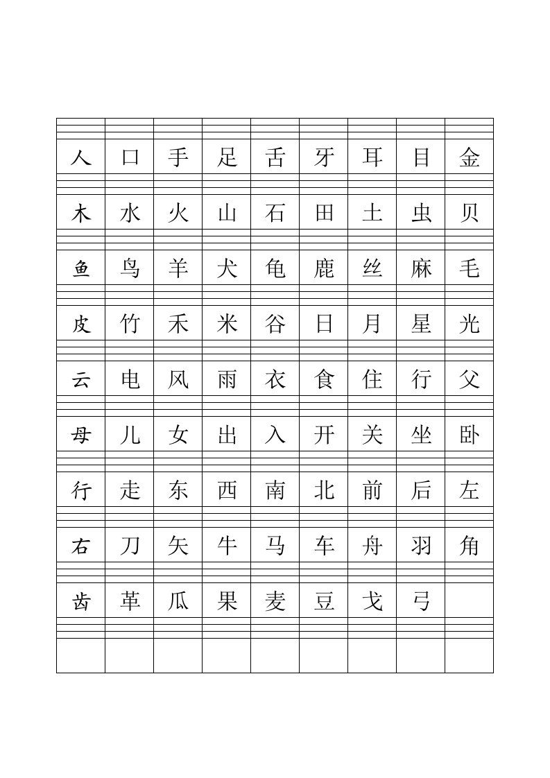 小学一年级上册二类字注音