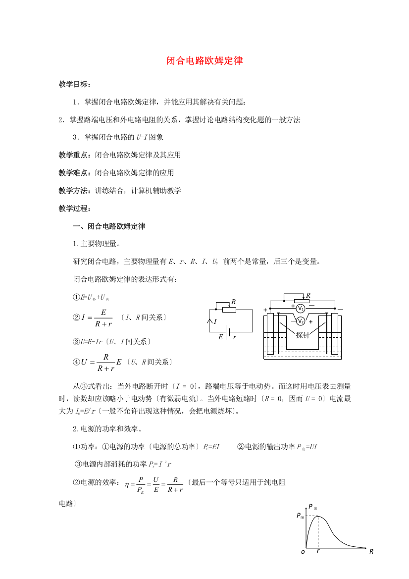 闭合电路欧姆定律