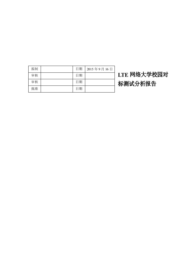 大学校园LTE网络对标测试分析报告