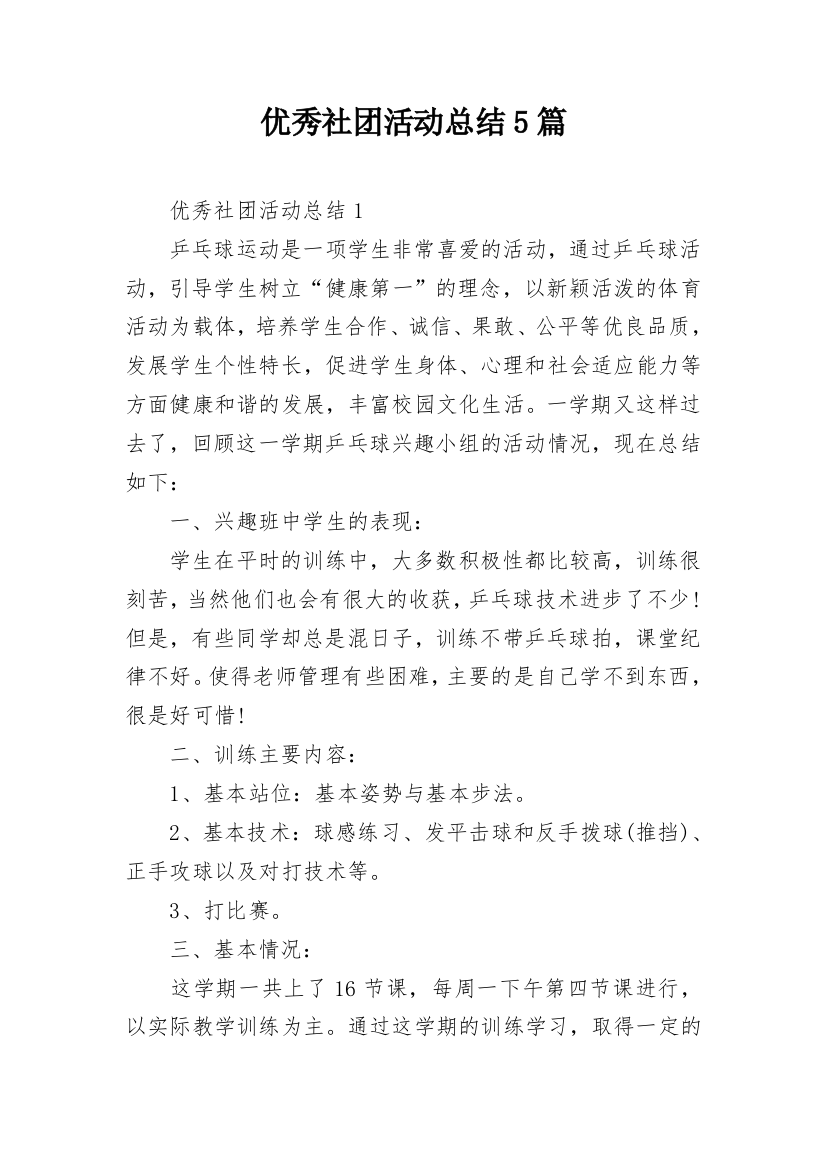 优秀社团活动总结5篇