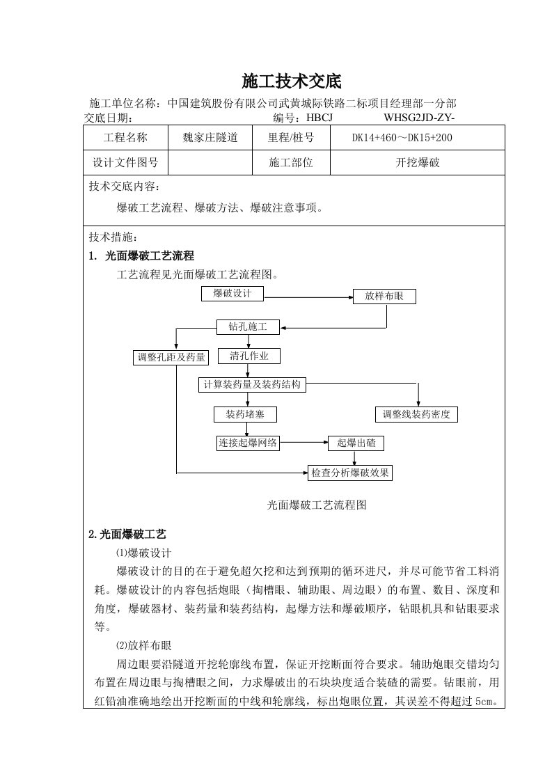 隧道工程开挖爆破技术交底