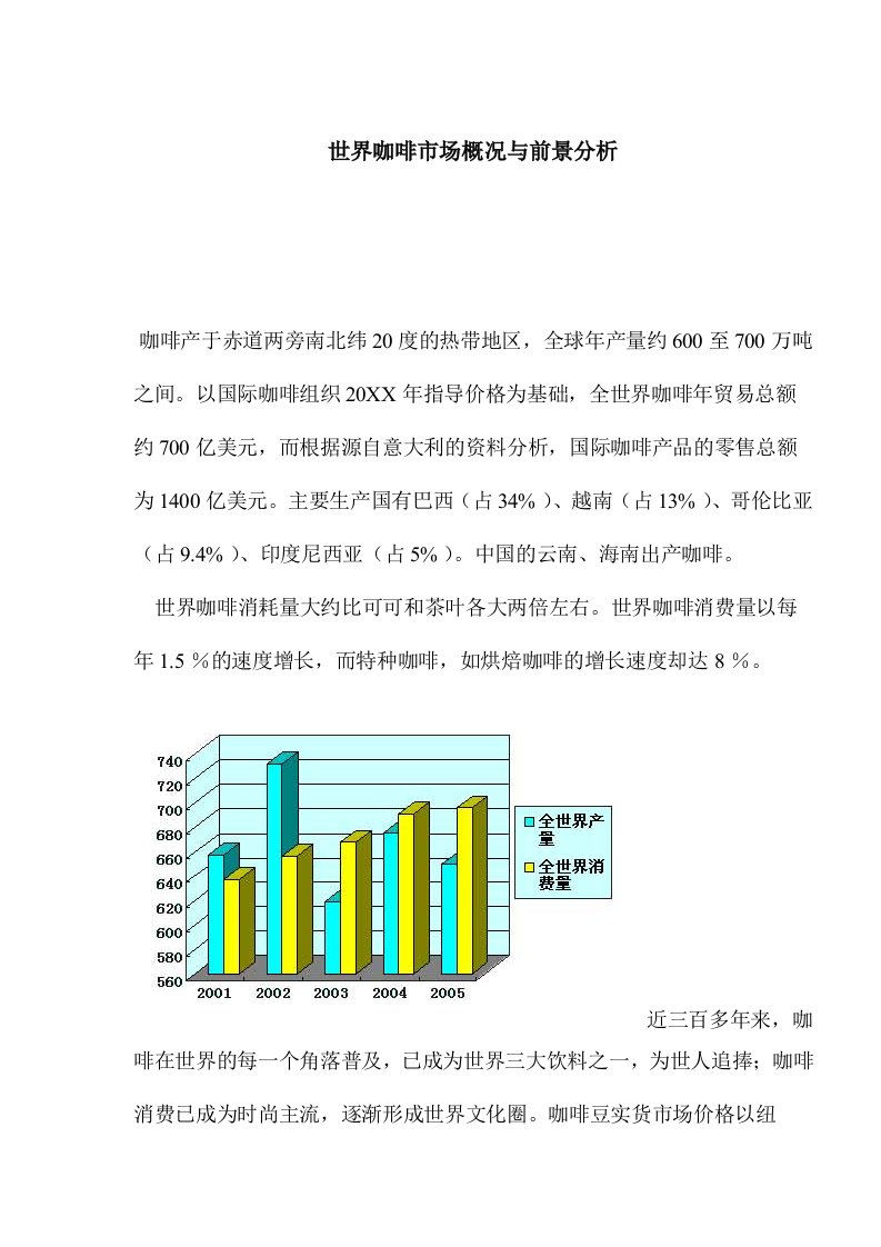 推荐-世界咖啡市场概况与前景分析1