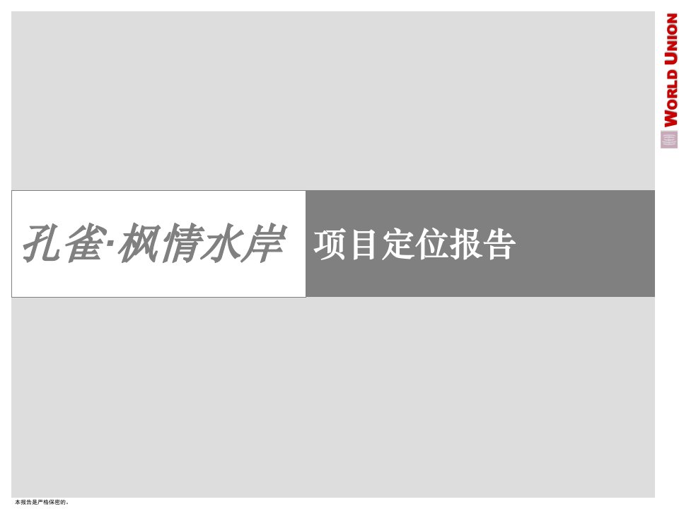 孔雀枫情水岸定位及物业发展报告