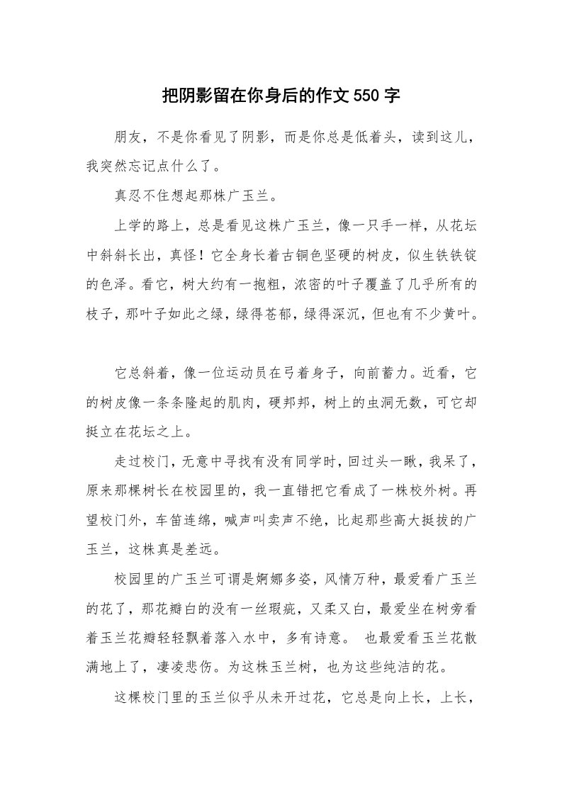 把阴影留在你身后的作文550字