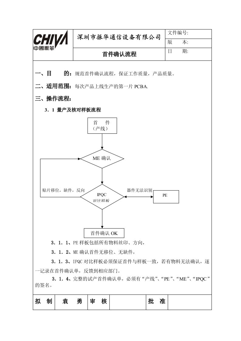 首件确认流程