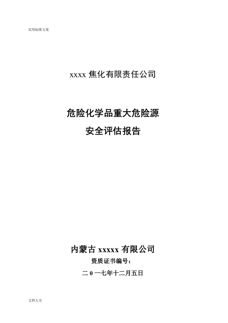 重大危险源评估报告材料