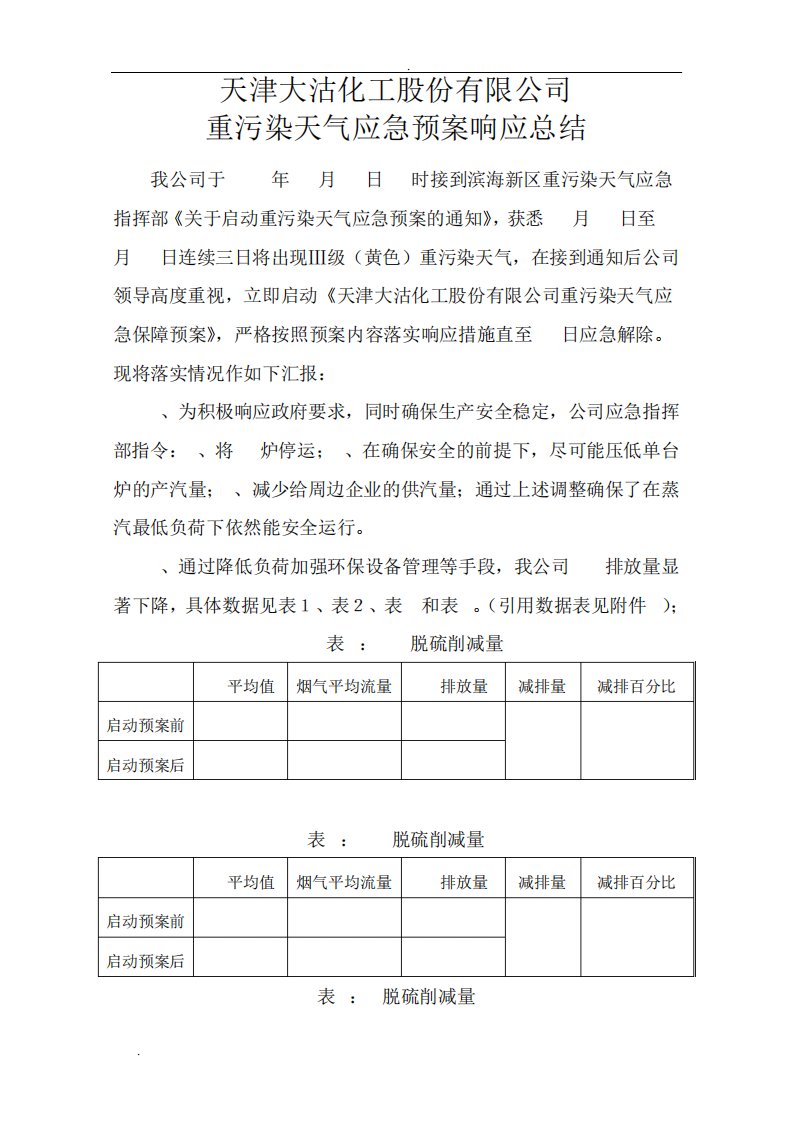 重污染天气保障预案评估总结